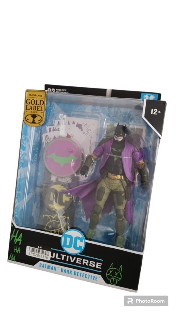 Figura de colección de la marca Mcfarlane Toys, combinación entre Batman y el Joker.